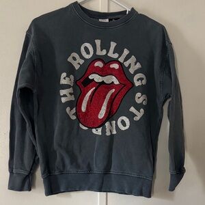 Zara Charcoal Sweatshirt with Red Tongue and Silver Studs